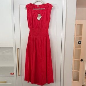Faherty Vibrant Red Midi Dress -NWT